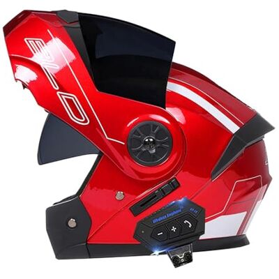 Frcychri Modulaire Bluetooth-motorhelm, ECE/DOT-goedgekeurd, opvouwbare helm voor volledig gezicht, helm voor cruisers en bromfietsen, uniseks helm zonneklep H, medium Frcychri Modulaire Bluetooth-motorhelm, ECE/DOT-goedgekeurd, opvouwbare helm voor volledig gezicht, helm voor cruisers en bromfietsen, uniseks helm zonneklep H, medium