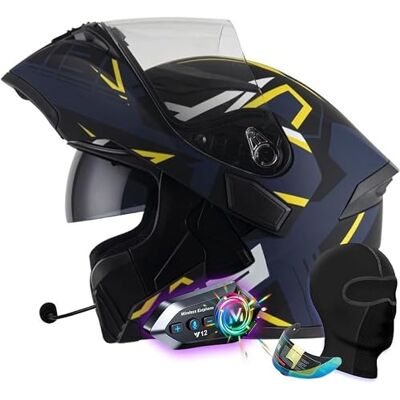 Caimcie Modulaire Bluetooth-motorhelm, integraalhelm met dubbel klepvizier en geïntegreerde luidsprekers ECE 22.06/DOT Goedgekeurd voor volwassen motorrijders E, M = 57-58 cm Caimcie Modulaire Bluetooth-motorhelm, integraalhelm met dubbel klepvizier en geïntegreerde luidsprekers ECE 22.06/DOT Goedgekeurd voor volwassen motorrijders E, M = 57-58 cm