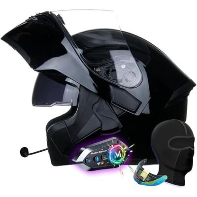 Caimcie Modulaire Bluetooth-motorhelm, integraalhelm met dubbel klepvizier en geïntegreerde luidsprekers ECE 22.06/DOT Goedgekeurd voor volwassen motorrijder O, M = 57-58 cm Caimcie Modulaire Bluetooth-motorhelm, integraalhelm met dubbel klepvizier en geïntegreerde luidsprekers ECE 22.06/DOT Goedgekeurd voor volwassen motorrijder O, M = 57-58 cm