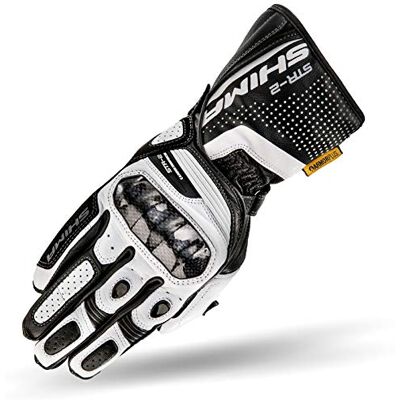 SHIMA STR-2 Motorhandschoenen voor heren, leer, lange pantserhandschoenen, geperforeerd, geventileerd, versterkt, touchscreen, zomer en herfst, wit, maat XXL SHIMA STR-2 Motorhandschoenen voor heren, leer, lange pantserhandschoenen, geperforeerd, geventileerd, versterkt, touchscreen, zomer en herfst, wit, maat XXL