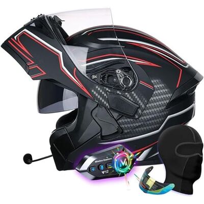 Caimcie Modulaire Bluetooth-motorhelm, integraalhelm met klep met dubbel vizier en geïntegreerde luidsprekers, ECE 22.06/DOT-goedgekeurd, voor volwassen motorrijder. D, L = 59-60 cm Caimcie Modulaire Bluetooth-motorhelm, integraalhelm met klep met dubbel vizier en geïntegreerde luidsprekers, ECE 22.06/DOT-goedgekeurd, voor volwassen motorrijder. D, L = 59-60 cm