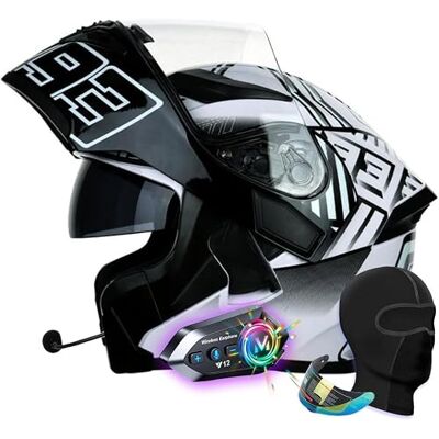 Caimcie Modulaire Bluetooth-motorhelm, integraalhelm met dubbel vizier en geïntegreerde luidsprekers, ECE 22.06/DOT goedgekeurd, voor volwassen motorrijder G, L = 59-60 cm Caimcie Modulaire Bluetooth-motorhelm, integraalhelm met dubbel vizier en geïntegreerde luidsprekers, ECE 22.06/DOT goedgekeurd, voor volwassen motorrijder G, L = 59-60 cm