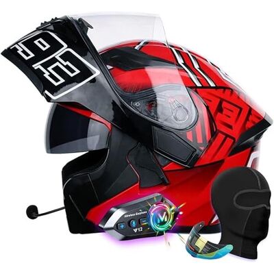Caimcie Modulaire Bluetooth-motorhelm, integraalhelm met dubbel klepvizier en geïntegreerde luidsprekers ECE 22.06/DOT Goedgekeurd voor volwassen motorrijders J,M = 57-58 cm Caimcie Modulaire Bluetooth-motorhelm, integraalhelm met dubbel klepvizier en geïntegreerde luidsprekers ECE 22.06/DOT Goedgekeurd voor volwassen motorrijders J,M = 57-58 cm