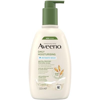 Aveeno Daily Moisturising Ondergoedreiniger, dagelijkse intieme hygiënereiniger zonder zeep, intieme gel met vanillegeur, milde reiniger voor havergevoelige huid, 500 ml Aveeno Daily Moisturising Ondergoedreiniger, dagelijkse intieme hygiënereiniger zonder zeep, intieme gel met vanillegeur, milde reiniger voor havergevoelige huid, 500 ml