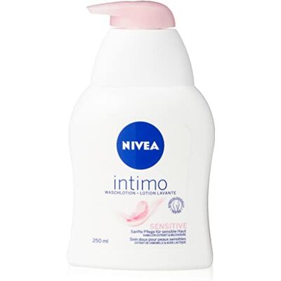 NIVEA Intimo Sensitive Intieme reinigingslotion (250 ml) met melkzuur, kamille-extract en panthenol, intieme waslotion voor de gevoelige huid NIVEA Intimo Sensitive Intieme reinigingslotion (250 ml) met melkzuur, kamille-extract en panthenol, intieme waslotion voor de gevoelige huid