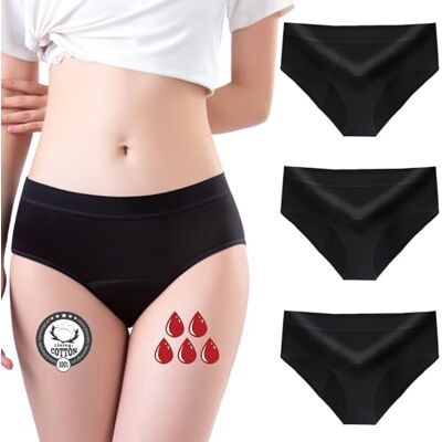 FOTOOL Noblood Menstruatie-ondergoed, vergelijkbaar met 4-5 tampons; uitwasbaar; katoen; menstruatieondergoed voor meisjes en dames; menstruatieondergoed, sterke bloeding; slips, absorberend; XS / 3XL, Yj01-drie S FOTOOL Noblood Menstruatie-ondergoed, vergelijkbaar met 4-5 tampons; uitwasbaar; katoen; menstruatieondergoed voor meisjes en dames; menstruatieondergoed, sterke bloeding; slips, absorberend; XS / 3XL, Yj01-drie S
