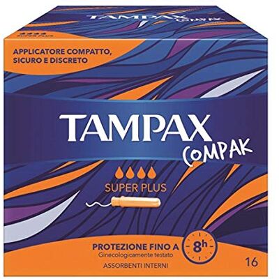 Tampax Compak Super Plus, wit, 120 gram, 16 stuks Tampax Compak Super Plus, wit, 120 gram, 16 stuks