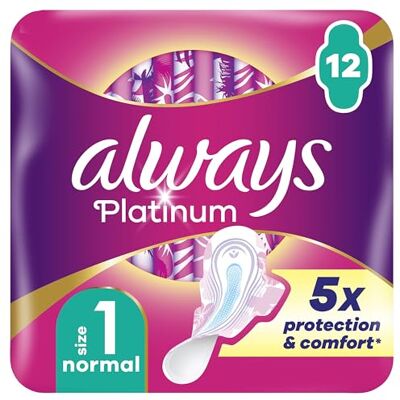 Always Platinum Normal Maandverband met vleugels, maat 1, 12 stuks Always Platinum Normal Maandverband met vleugels, maat 1, 12 stuks
