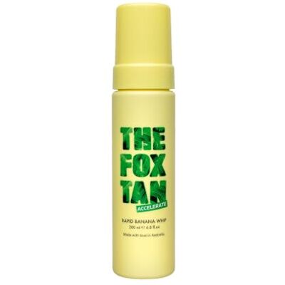The Fox Tan Rapid Banana Whip bruiningsversneller zonder zelfbruiner, melanine booster gezicht en lichaam, voor zon en solarium, 200 ml The Fox Tan Rapid Banana Whip bruiningsversneller zonder zelfbruiner, melanine booster gezicht en lichaam, voor zon en solarium, 200 ml