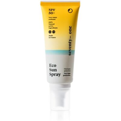 seventyone PERCENT Eco Sun Spray Invisible SPF 50+, zeer hoge bescherming tegen de zon, UVA 25, veganistisch, zeer waterbestendig, 100% minerale filters, 99% natuurlijk, gemaakt in Frankrijk, 100 ml seventyone PERCENT Eco Sun Spray Invisible SPF 50+, zeer hoge bescherming tegen de zon, UVA 25, veganistisch, zeer waterbestendig, 100% minerale filters, 99% natuurlijk, gemaakt in Frankrijk, 100 ml