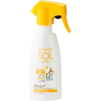 Bottega Verde Bodem Bimbo, anti-zandzonnespray, SPF 50+, zeer hoge bescherming, 250 ml, waterbestendig, beschermt tegen UVA- en UVB-stralen, met aloë vera en zoete amandelmelk Bottega Verde Bodem Bimbo, anti-zandzonnespray, SPF 50+, zeer hoge bescherming, 250 ml, waterbestendig, beschermt tegen UVA- en UVB-stralen, met aloë vera en zoete amandelmelk