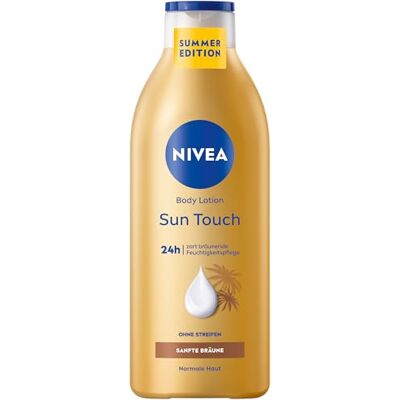 NIVEA Sun Touch Body Lotion met zacht bruiningseffect zonder strepen, vochtinbrengende lichaamscrème met ginkgo-extract en druivenpitolie (400 ml) NIVEA Sun Touch Body Lotion met zacht bruiningseffect zonder strepen, vochtinbrengende lichaamscrème met ginkgo-extract en druivenpitolie (400 ml)
