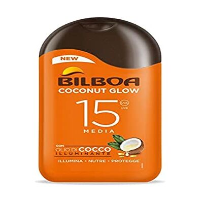 Bilboa , Glow Kokosnoot Zonnemelk SPF 15, zonnebrandcrème met kokosolie en vitamine E, licht op de huid, waterbestendige zonwering, 200 ml Bilboa , Glow Kokosnoot Zonnemelk SPF 15, zonnebrandcrème met kokosolie en vitamine E, licht op de huid, waterbestendige zonwering, 200 ml
