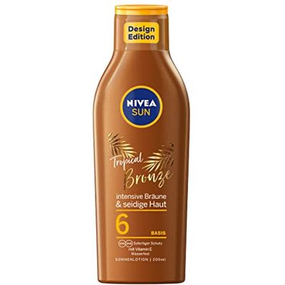 NIVEA Sun Tropical Bronze Solar Lotion SPF 6 Zonbescherming voor langdurige bruining zonder zelfbruiner met caroteenextract en vitamine E, 200 ml NIVEA Sun Tropical Bronze Solar Lotion SPF 6 Zonbescherming voor langdurige bruining zonder zelfbruiner met caroteenextract en vitamine E, 200 ml