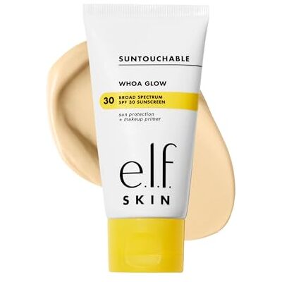 e.l.f. SKIN Suntouchable! Whoa Glow SPF 30, zonnelichte brandcrème en Zonnebrandcrème voor het gezicht en make-upbasis met hyaluronzuur, veganistisch en dierproefvrij e.l.f. SKIN Suntouchable! Whoa Glow SPF 30, zonnelichte brandcrème en Zonnebrandcrème voor het gezicht en make-upbasis met hyaluronzuur, veganistisch en dierproefvrij