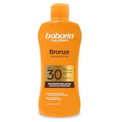 Babaria Lait Solaire Bronze Aloe SPF30 Accélérateur de bronzage Hydratant et Régénérant Résistant à l'eau Coral Friendly Vegan 200 ml Babaria Lait Solaire Bronze Aloe SPF30 Accélérateur de bronzage Hydratant et Régénérant Résistant à l'eau Coral Friendly Vegan 200 ml