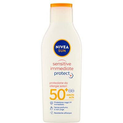 Sun Sensitive Immediate Protect Zonnebrandcrème FP50+ in 200 ml fles, zonnemelk met aloë vera en antioxidanten, zonwering tegen zonneallergie Sun Sensitive Immediate Protect Zonnebrandcrème FP50+ in 200 ml fles, zonnemelk met aloë vera en antioxidanten, zonwering tegen zonneallergie