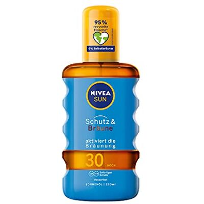 Beiersdorf NIVEA Sun beschermings- en bruiningsspray SPF 30 (200 ml), zonnecrème met pro-melanine-extract voor een gelijkmatige bruining, onmiddellijke zonwering met UVA/UVB-filtersysteem Beiersdorf NIVEA Sun beschermings- en bruiningsspray SPF 30 (200 ml), zonnecrème met pro-melanine-extract voor een gelijkmatige bruining, onmiddellijke zonwering met UVA/UVB-filtersysteem