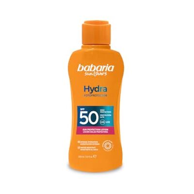 Babaria Lait solaire Hydra Aloe SPF50 Taille Voyage Hydratation avec Esoxomes Haute Protection Résistant à l'eau Coral Friendly Vegan 100 ml Babaria Lait solaire Hydra Aloe SPF50 Taille Voyage Hydratation avec Esoxomes Haute Protection Résistant à l'eau Coral Friendly Vegan 100 ml