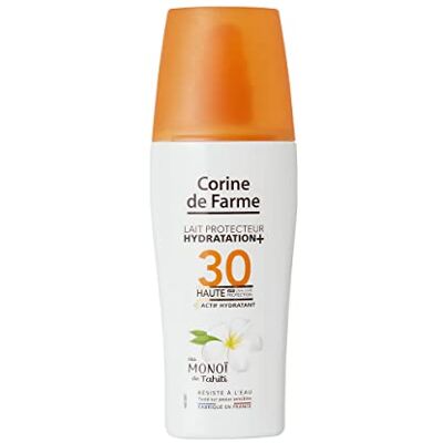 Corine de Farme │SPF30 beschermende melk │UVA-UVB-filter, waterbestendig │ vochtinbrengende monoi van Tahiti │Clean Beauty formule OK Yuka zonder parabenen │ 150 ml Corine de Farme │SPF30 beschermende melk │UVA-UVB-filter, waterbestendig │ vochtinbrengende monoi van Tahiti │Clean Beauty formule OK Yuka zonder parabenen │ 150 ml