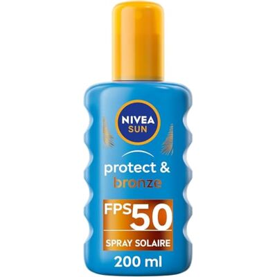 Sun Protect & Bronze zonnebrandspray SPF 50 (1 x 200 ml), zonnebrandcrème met bruiningsactivator, uv-bescherming met lichte en vetvrije formule Sun Protect & Bronze zonnebrandspray SPF 50 (1 x 200 ml), zonnebrandcrème met bruiningsactivator, uv-bescherming met lichte en vetvrije formule