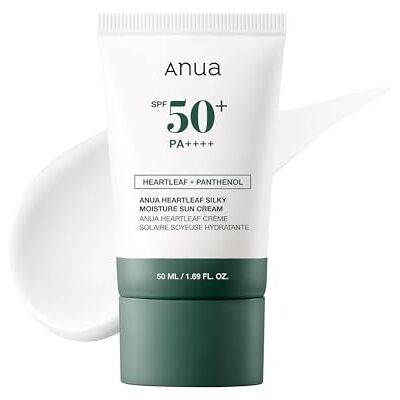 Anua Heartleaf Spf 50 Vochtinbrengende zonnecrème, Koreaanse zonnebrandcrème voor het gezicht, Koreaanse verzorging, 50 ml, wit Anua Heartleaf Spf 50 Vochtinbrengende zonnecrème, Koreaanse zonnebrandcrème voor het gezicht, Koreaanse verzorging, 50 ml, wit