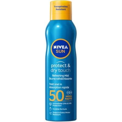 Sun Protect & Dry Touch SPF 50 zonnenevel (1 x 200 ml) – koelnevel transparant en waterdicht – hoge uv-bescherming Sun Protect & Dry Touch SPF 50 zonnenevel (1 x 200 ml) – koelnevel transparant en waterdicht – hoge uv-bescherming