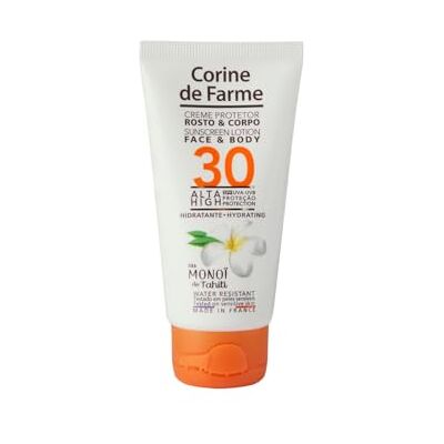 Corine de Farme Beschermende gezichts- en lichaamscrème SPF30 – hoge UVA- en UVB-bescherming – met Monoï de Tahiti – Waterbestendig – Gemaakt in Frankrijk – 50 ml Corine de Farme Beschermende gezichts- en lichaamscrème SPF30 – hoge UVA- en UVB-bescherming – met Monoï de Tahiti – Waterbestendig – Gemaakt in Frankrijk – 50 ml