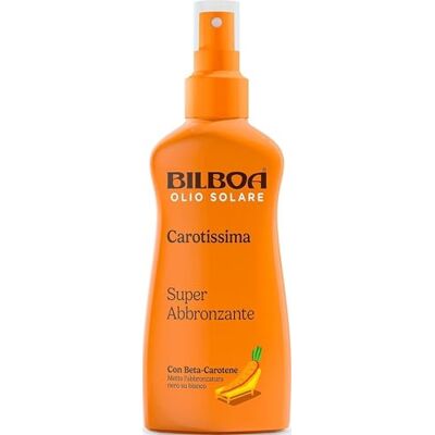Bilboa Carotissima, Huile Solaire Spray Super Bronzante avec bétacarotène, Mettre le Bronzage Noir sur Blanc, Résistant à l'eau, Testé dermatologiquement, 200 ml Bilboa Carotissima, Huile Solaire Spray Super Bronzante avec bétacarotène, Mettre le Bronzage Noir sur Blanc, Résistant à l'eau, Testé dermatologiquement, 200 ml