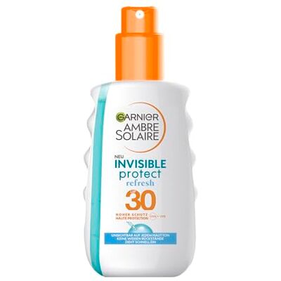 Garnier Zonnespray SPF30 Invismelk en water met verkoelend effect. Amber Invis. Protect 1 x 200 ml Garnier Zonnespray SPF30 Invismelk en water met verkoelend effect. Amber Invis. Protect 1 x 200 ml