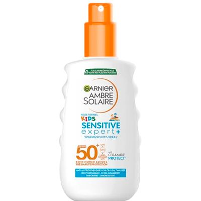 Garnier Ambre Solaire Kids Sensitive Expert 50+ zonnecrème voor kinderen, waterdicht en zandbestendig, 1 x 150 ml Garnier Ambre Solaire Kids Sensitive Expert 50+ zonnecrème voor kinderen, waterdicht en zandbestendig, 1 x 150 ml