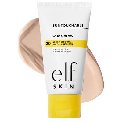 e.l.f. SKIN Suntouchable! Whoa Glow SPF 30, zonnebrandcrème en make-up Zonnebrandcrème voor het gezicht en make-upbasis met hyaluronzuur, veganistisch en dierproefvrij e.l.f. SKIN Suntouchable! Whoa Glow SPF 30, zonnebrandcrème en make-up Zonnebrandcrème voor het gezicht en make-upbasis met hyaluronzuur, veganistisch en dierproefvrij