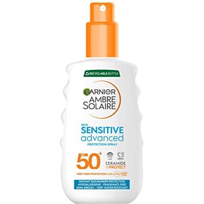 Garnier Ambre Solaire Geavanceerde zonnebrandcrème SPF 50+ in spray, factor 50, water- en vetvrij, geurvrij, UVA- en UVB-bescherming, goedgekeurd door Cruelty Free International, 150 ml Garnier Ambre Solaire Geavanceerde zonnebrandcrème SPF 50+ in spray, factor 50, water- en vetvrij, geurvrij, UVA- en UVB-bescherming, goedgekeurd door Cruelty Free International, 150 ml