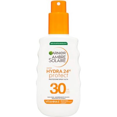 Garnier Ambre Solaire Hydra 24H Protect Spray SPF30, vetvrij, waterbestendig, vitamine E, goedgekeurd door Cruelty Free International, 150 ml Garnier Ambre Solaire Hydra 24H Protect Spray SPF30, vetvrij, waterbestendig, vitamine E, goedgekeurd door Cruelty Free International, 150 ml
