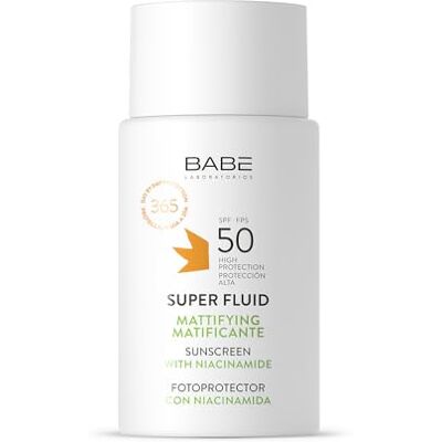 LABORATORIOS BABE Laboratoires Baby Super Fluid matterend fotoprotector SPF 50, waterbestendige gezichtsbescherming, zonnebrandcrème voor het gezicht tegen schade aan de zon, ideaal voor vette of gevoelige huid LABORATORIOS BABE Laboratoires Baby Super Fluid matterend fotoprotector SPF 50, waterbestendige gezichtsbescherming, zonnebrandcrème voor het gezicht tegen schade aan de zon, ideaal voor vette of gevoelige huid