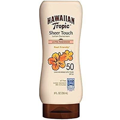 Hawaiian Tropic Sheer Touch Lotion SPF 50 zonneklep 8 oz Hawaiian Tropic Sheer Touch Lotion SPF 50 zonneklep 8 oz