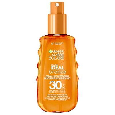 Ambre Solaire Garnier Ideal Bronze onzichtbare beschermende melkspray SPF 30 beschermt tegen UVB- en UVA-stralen voor een bruinend effect 150 ml Ambre Solaire Garnier Ideal Bronze onzichtbare beschermende melkspray SPF 30 beschermt tegen UVB- en UVA-stralen voor een bruinend effect 150 ml