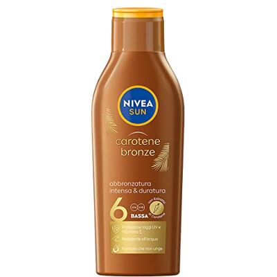 Sun Lait solaire Carotène Bronze FP 6 200 ml, Crème solaire bronzante avec protection pour une peau dorée, Crème bronzante enrichie en carotène et vitamine E Sun Lait solaire Carotène Bronze FP 6 200 ml, Crème solaire bronzante avec protection pour une peau dorée, Crème bronzante enrichie en carotène et vitamine E