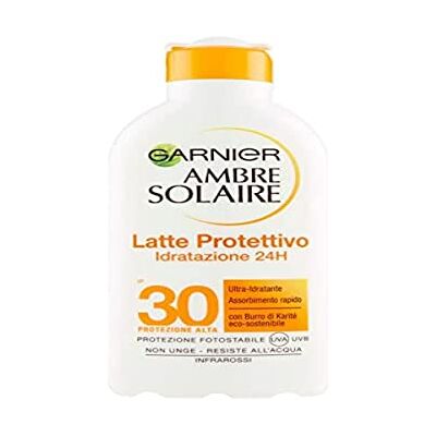 Garnier Ambre Solaire Lait de Protection IP 30, Protection Haute, Hydratation 24H, 200 ml Garnier Ambre Solaire Lait de Protection IP 30, Protection Haute, Hydratation 24H, 200 ml