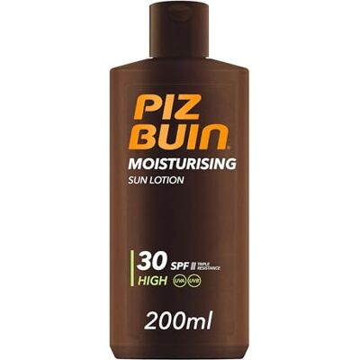 Piz Buin Hydraterende zonnelotion SPF30, 200 ml (verpakking van 1) (verpakking kan variëren) Piz Buin Hydraterende zonnelotion SPF30, 200 ml (verpakking van 1) (verpakking kan variëren)