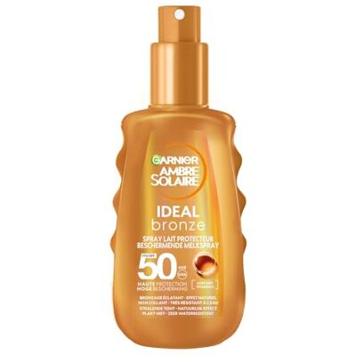 Ambre Solaire Garnier ideaal brons beschermende melk spray SPF 50 150 ml Ambre Solaire Garnier ideaal brons beschermende melk spray SPF 50 150 ml