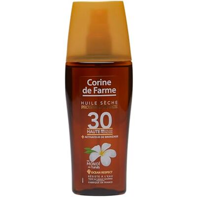 Corine de Farme Droge olie beschermt en brons SPF30 UVA UVB zonwering Lichtbruin Formule met Monoï de Tahiti Clean Beauty Zero Paraben 150 ml Gemaakt in Frankrijk Corine de Farme Droge olie beschermt en brons SPF30 UVA UVB zonwering Lichtbruin Formule met Monoï de Tahiti Clean Beauty Zero Paraben 150 ml Gemaakt in Frankrijk