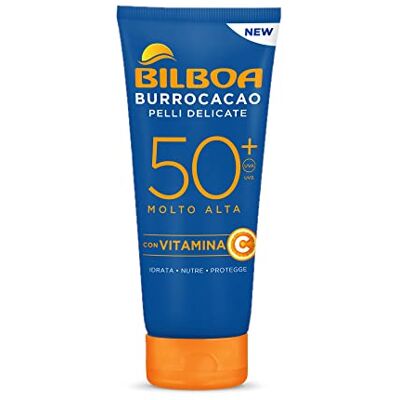 Bilboa Crème Solaire Protection Visage et Corps SPF 50+ avec Vitamine C Hydrate, Nutre et Protège Idéal pour les poils sensibles Dermatologiquement testés Tube de 180 ml Bilboa Crème Solaire Protection Visage et Corps SPF 50+ avec Vitamine C Hydrate, Nutre et Protège Idéal pour les poils sensibles Dermatologiquement testés Tube de 180 ml
