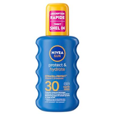 Sun Protect & Hydrate Zonnespray SPF 30, 200 ml, waterbestendige zonnecrème, beschermt en hydrateert, hoge bescherming voor gezicht en lichaam Sun Protect & Hydrate Zonnespray SPF 30, 200 ml, waterbestendige zonnecrème, beschermt en hydrateert, hoge bescherming voor gezicht en lichaam