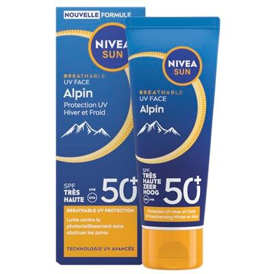 NIVEA SUN Zonnebrandcrème gezicht SPF 50+ Alpine – UVB/UVA-bescherming voor koud weer en winter – 24 uur hydratatie – glycerine, sheaboter en vitamine E – lichte textuur – onzichtbare afwerking – 40 NIVEA SUN Zonnebrandcrème gezicht SPF 50+ Alpine – UVB/UVA-bescherming voor koud weer en winter – 24 uur hydratatie – glycerine, sheaboter en vitamine E – lichte textuur – onzichtbare afwerking – 40