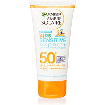 Garnier Ambre Solaire Kids Zonnebrandcrème voor kinderen, extra waterdicht, SPF 50+, afzonderlijk verpakt, 50 ml Garnier Ambre Solaire Kids Zonnebrandcrème voor kinderen, extra waterdicht, SPF 50+, afzonderlijk verpakt, 50 ml