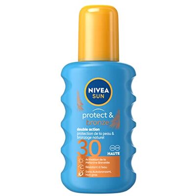 Sun Zonnebrand- en bruiningsspray Protect & Bronze met beschermingsfactor 30 (2 x 200 ml), zonnebrandcrème met uv A- en uv B-bescherming voor een natuurlijk gebronsde bruine kleur Sun Zonnebrand- en bruiningsspray Protect & Bronze met beschermingsfactor 30 (2 x 200 ml), zonnebrandcrème met uv A- en uv B-bescherming voor een natuurlijk gebronsde bruine kleur