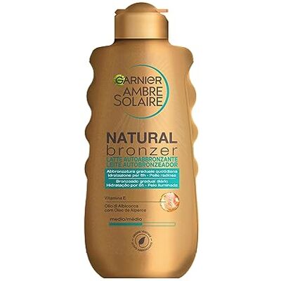 Garnier Lait Autobronzant Natural Bronzer, Pour un bronzage uniforme et naturel, à absorption rapide, action hydratante et lissage, à l'huile d'abricot et de vitamine E, Ambre Solaire Garnier Lait Autobronzant Natural Bronzer, Pour un bronzage uniforme et naturel, à absorption rapide, action hydratante et lissage, à l'huile d'abricot et de vitamine E, Ambre Solaire