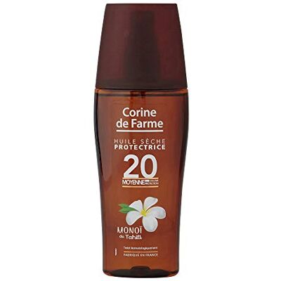 Corine de Farme Beschermende droge olie SPF20 UVA UVB zonwering Lichtbruin Formule met Monoï de Tahiti Clean Beauty, Zero Paraben Gemaakt in Frankrijk 150 ml Corine de Farme Beschermende droge olie SPF20 UVA UVB zonwering Lichtbruin Formule met Monoï de Tahiti Clean Beauty, Zero Paraben Gemaakt in Frankrijk 150 ml