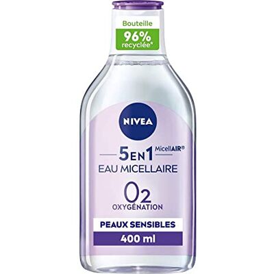 NIVEA Kalmerend micellair water voor de gevoelige huid (1 x 400 ml), make-up remover verrijkt met micellen en geanimeerde zuren zonder parfum, oog- en lippenreiniger NIVEA Kalmerend micellair water voor de gevoelige huid (1 x 400 ml), make-up remover verrijkt met micellen en geanimeerde zuren zonder parfum, oog- en lippenreiniger